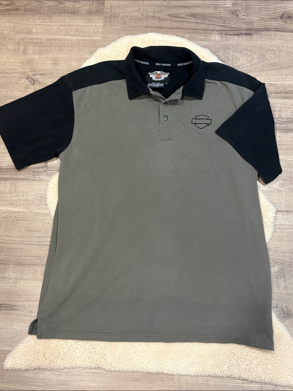 Harley-Davidson Olive & Black Short-Sleeve Polo